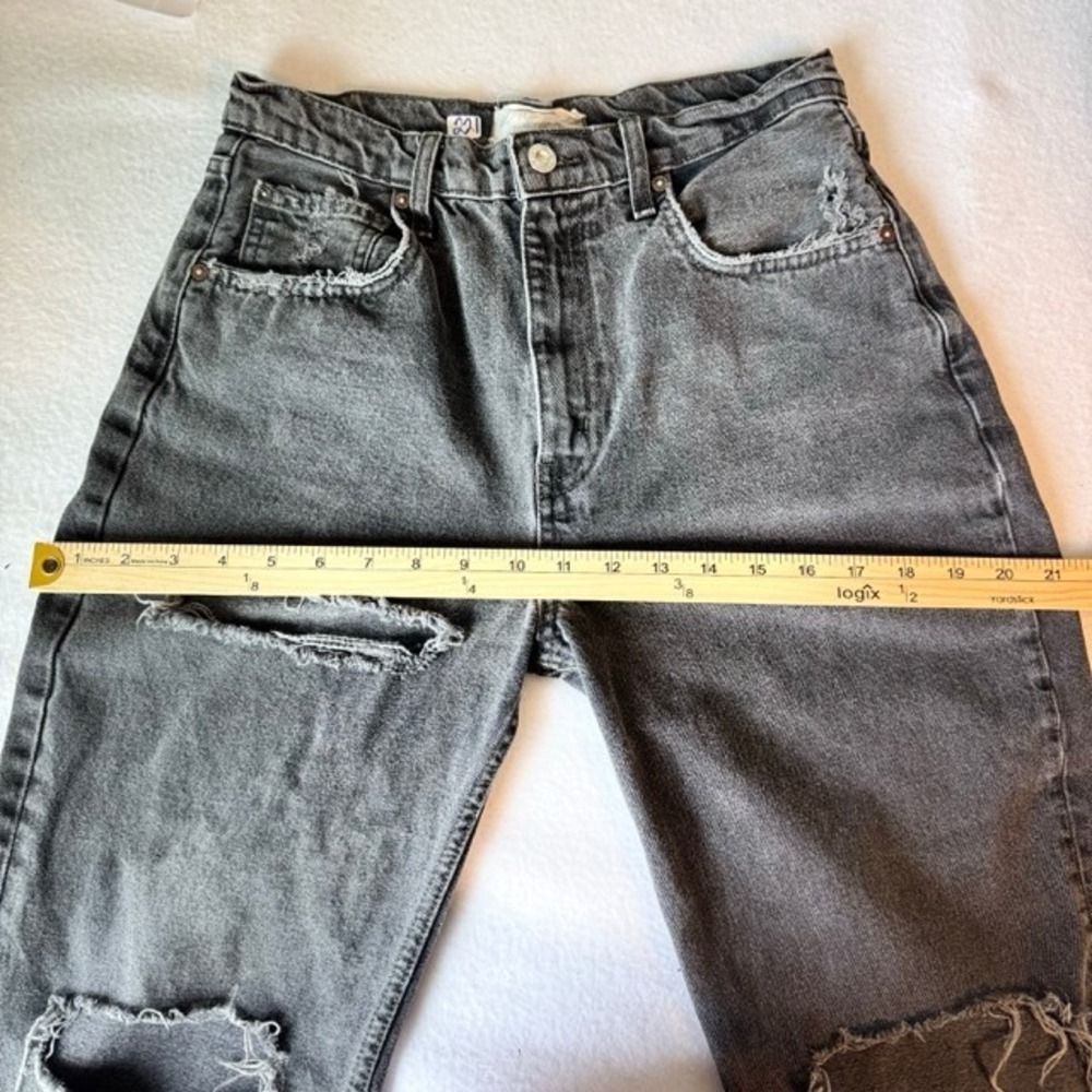 We The Free People Lita Distressed High Rise Straight Leg Jeans Black Sz 28 6 - Picture 5 of 15